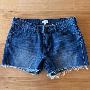 J. Crew Women's Dark Blue Frayed Hem Denim Shorts